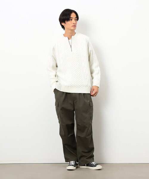 COMME CA ISM（コムサイズム）の「ニット×裏シャギーハーフジップ（ニット/セーター・メンズ・ブルー/アイボリー/ブラック・SMALL/MEDIUM/LARGE）」の4枚目の写真