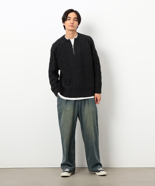 COMME CA ISM（コムサイズム）の「ニット×裏シャギーハーフジップ（ニット/セーター・メンズ・ブルー/アイボリー/ブラック・SMALL/MEDIUM/LARGE）」の16枚目の写真