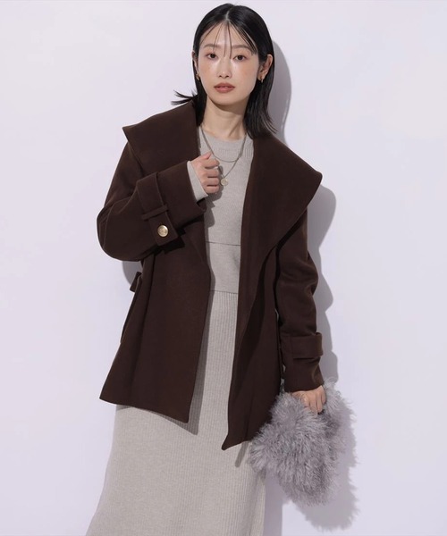 Mystrada(マイストラーダ)の「ショールカラーミドルコート(ダウンジャケット/コート・レディース・ピンクベージュ/ブラウン/ブラック/モカ・36/38)」の3枚目の写真