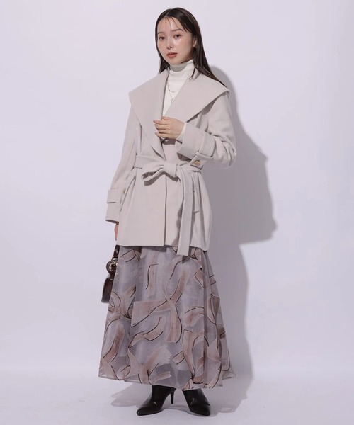 Mystrada(マイストラーダ)の「ショールカラーミドルコート(ダウンジャケット/コート・レディース・ピンクベージュ/ブラウン/ブラック/モカ・36/38)」の20枚目の写真