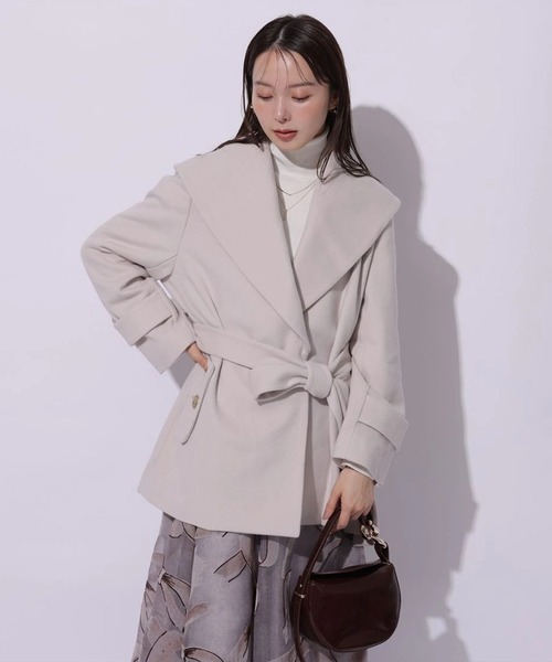 Mystrada(マイストラーダ)の「ショールカラーミドルコート(ダウンジャケット/コート・レディース・ピンクベージュ/ブラウン/ブラック/モカ・36/38)」の17枚目の写真