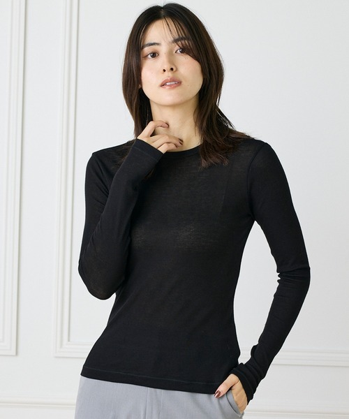 INED（イネド）の「コーコランモダールテレコ クルーネックカットソー（Tシャツ/カットソー・レディース・ブラック/オフホワイト/グレー・9号/11号）」の3枚目の写真