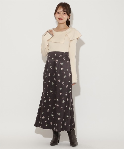 AND COUTURE(アンドクチュール)の「ブラーフラワープリントナロースカート(スカート・レディース・ブラウン系その他/ブラック系その他・SMALL/MEDIUM)」の16枚目の写真