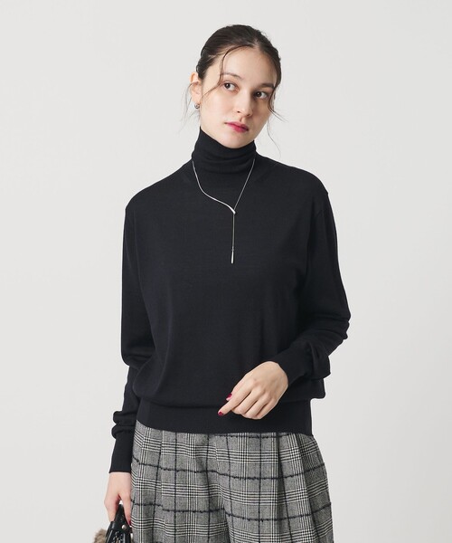 ウールポリエステル ハイゲージタートルネックニット ウォッシャブル