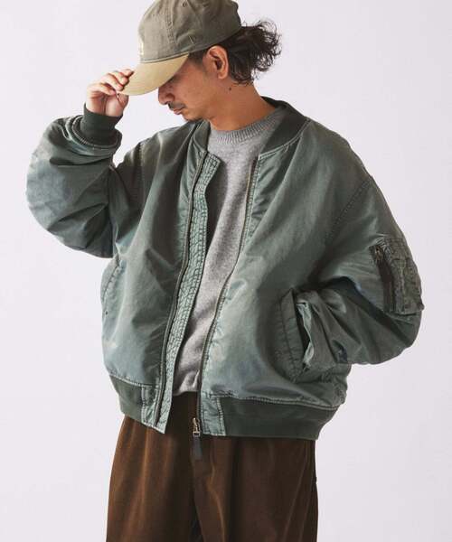 JOURNAL STANDARD relume(ジャーナルスタンダード レリューム)の「ガーメントダイ ボンバー ジャケット(MA-1・メンズ・オリーブ/ダークブルー/ブラック系その他・LARGE/MEDIUM)」の13枚目の写真