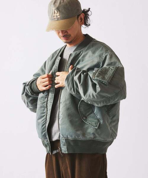 JOURNAL STANDARD relume(ジャーナルスタンダード レリューム)の「ガーメントダイ ボンバー ジャケット(MA-1・メンズ・オリーブ/ダークブルー/ブラック系その他・LARGE/MEDIUM)」の12枚目の写真