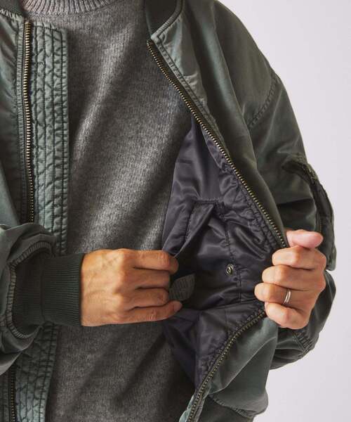 JOURNAL STANDARD relume(ジャーナルスタンダード レリューム)の「ガーメントダイ ボンバー ジャケット(MA-1・メンズ・オリーブ/ダークブルー/ブラック系その他・LARGE/MEDIUM)」の10枚目の写真