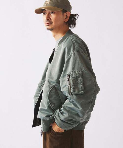 JOURNAL STANDARD relume(ジャーナルスタンダード レリューム)の「ガーメントダイ ボンバー ジャケット(MA-1・メンズ・オリーブ/ダークブルー/ブラック系その他・LARGE/MEDIUM)」の8枚目の写真