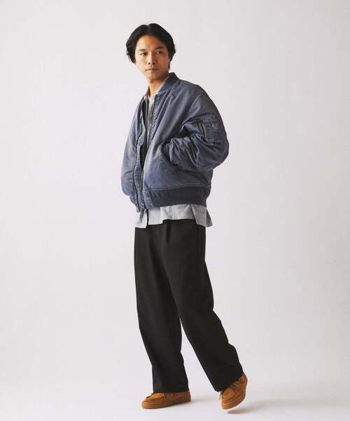 JOURNAL STANDARD relume(ジャーナルスタンダード レリューム)の「ガーメントダイ ボンバー ジャケット(MA-1・メンズ・オリーブ/ダークブルー/ブラック系その他・LARGE/MEDIUM)」の5枚目の写真