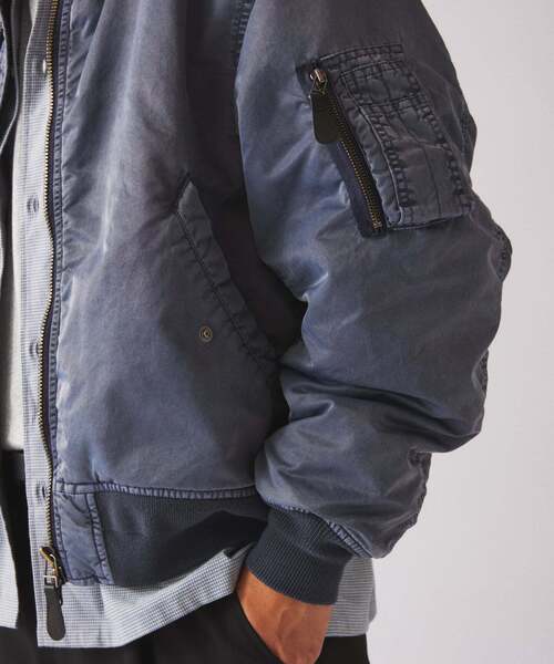 JOURNAL STANDARD relume(ジャーナルスタンダード レリューム)の「ガーメントダイ ボンバー ジャケット(MA-1・メンズ・オリーブ/ダークブルー/ブラック系その他・LARGE/MEDIUM)」の19枚目の写真