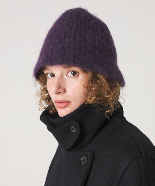 Steven Alan（スティーブンアラン）の「＜Steven Alan＞モヘヤ ミックス ハット（ニットキャップ/ビーニー・レディース・パープル/モカ/オフホワイト・FREE）」の4枚目の写真