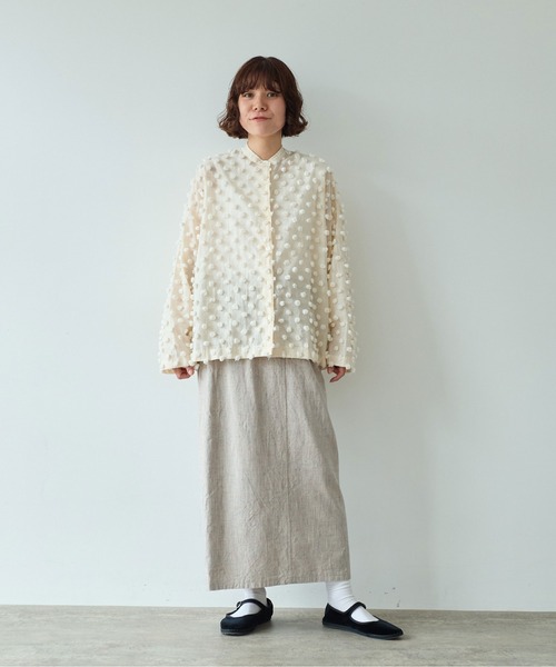 yuni(ユニ )の「△コットンナイロン dotジャカード wide シャツ(シャツ/ブラウス・レディース・キナリ/ブラック・FREE)」の12枚目の写真