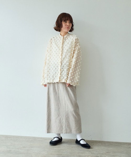 yuni(ユニ )の「△コットンナイロン dotジャカード wide シャツ(シャツ/ブラウス・レディース・キナリ/ブラック・FREE)」の13枚目の写真