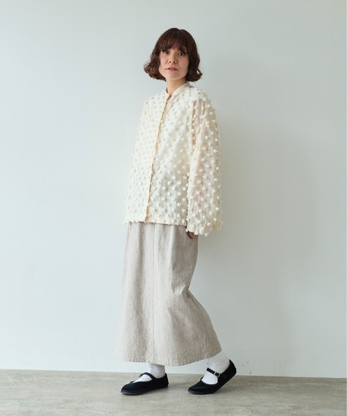 yuni(ユニ )の「△コットンナイロン dotジャカード wide シャツ(シャツ/ブラウス・レディース・キナリ/ブラック・FREE)」の14枚目の写真