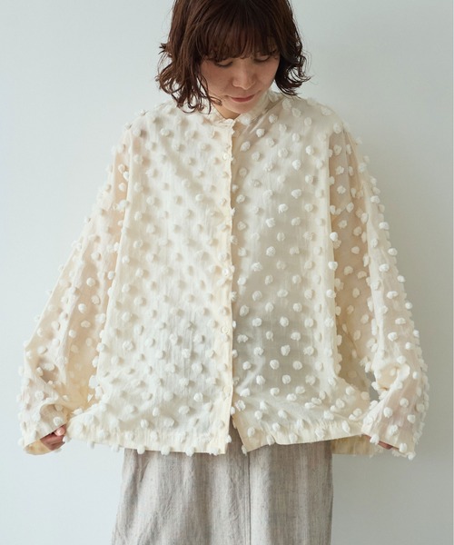 yuni(ユニ )の「△コットンナイロン dotジャカード wide シャツ(シャツ/ブラウス・レディース・キナリ/ブラック・FREE)」の11枚目の写真