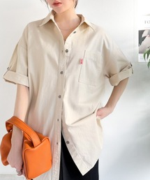 Java（ジャバ）の「《JaVaジャバコラボ》さらっとプラス1枚の大人カジュアル♪綿100%ライトオンスデニム素材袖ロールアップシャツ(半袖)（シャツ/ブラウス）」