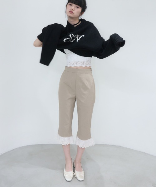 パンツ Smyeon Antique lace capri pants セール】Antique lace capri pants/アンティークレース付きカプリ