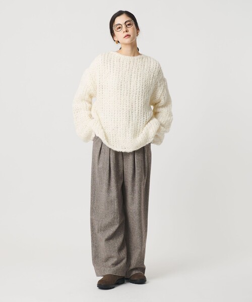 BEAUTY&YOUTH UNITED ARROWS（ビューティーアンドユースユナイテッドアローズ）の「毛ブレンド ヘリンボーンワイドパンツ（スラックス・レディース・ダークブラウン/グレー系・S/M/XS）」の8枚目の写真