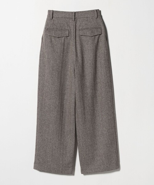 セール】毛ブレンド ヘリンボーンワイドパンツ（スラックス