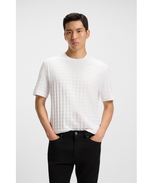 BOSS(ボス)の「Porsche x BOSS ハウンドトゥースパターン Tシャツ シルケットコットン(Tシャツ/カットソー・メンズ・ホワイト/ブラック・M/L/XL/XXL/XXXL/S)」の2枚目の写真