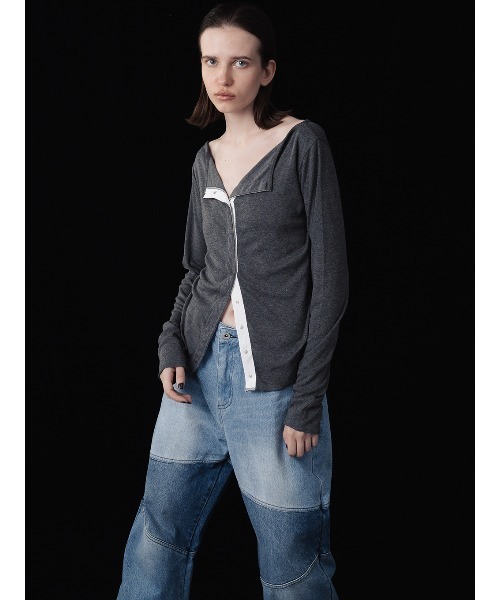 ELCHELE(エルチェレ)の「MELLOW BtoF BOAT NECK TOP(Tシャツ/カットソー・レディース・ライトブルー/オフホワイト/グレー・FREE)」の4枚目の写真