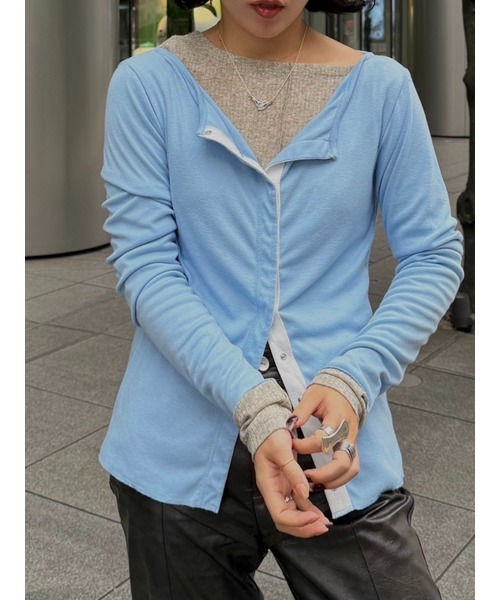 ELCHELE(エルチェレ)の「MELLOW BtoF BOAT NECK TOP(Tシャツ/カットソー・レディース・ライトブルー/オフホワイト/グレー・FREE)」の7枚目の写真