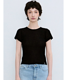 WOOL TENCEL HALF TEE_BLACK