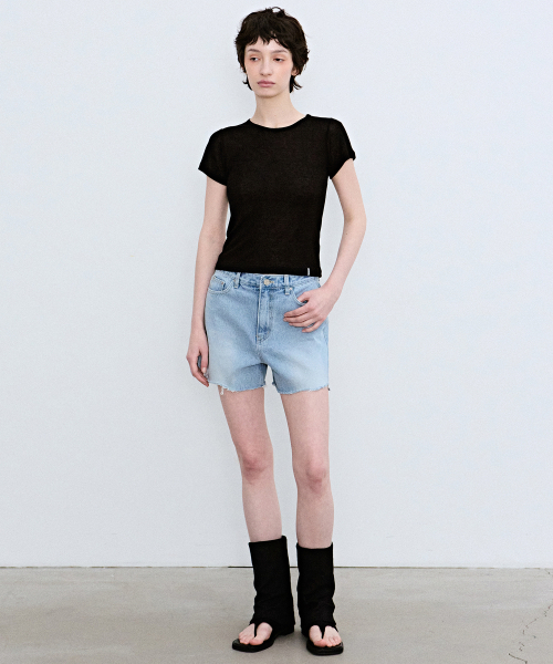NICK&NICOLE（ニックアンドニコール）の「WOOL TENCEL HALF TEE_BLACK（Tシャツ/カットソー・レディース・その他・MEDIUM/LARGE）」の4枚目の写真
