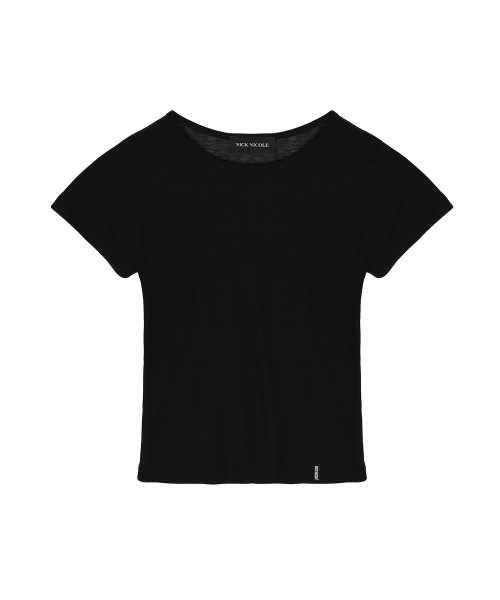 NICK&NICOLE（ニックアンドニコール）の「WOOL TENCEL HALF TEE_BLACK（Tシャツ/カットソー・レディース・その他・MEDIUM/LARGE）」の5枚目の写真