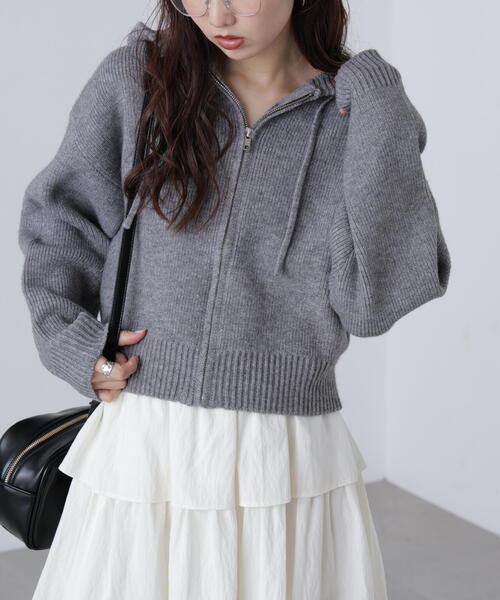 FREE'S MART(フリーズマート)の「◆ジップニットパーカー(ニット/セーター・レディース・グレー/ブラウン/ベージュ・FREE)」の5枚目の写真