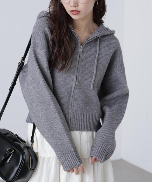 FREE'S MART(フリーズマート)の「◆ジップニットパーカー(ニット/セーター・レディース・グレー/ブラウン/ベージュ・FREE)」の6枚目の写真