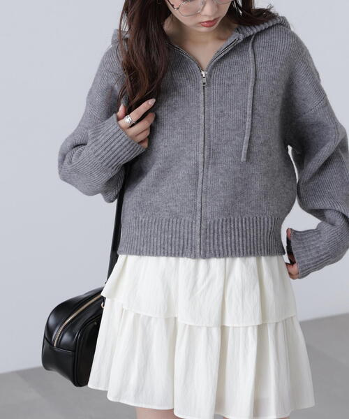 FREE'S MART(フリーズマート)の「◆ジップニットパーカー(ニット/セーター・レディース・グレー/ブラウン/ベージュ・FREE)」の7枚目の写真
