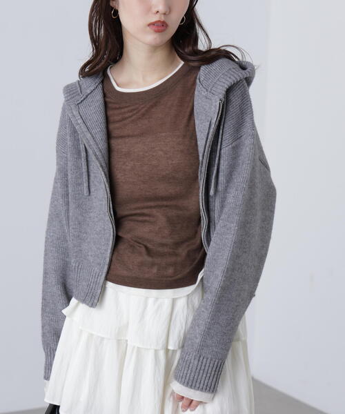 FREE'S MART(フリーズマート)の「◆ジップニットパーカー(ニット/セーター・レディース・グレー/ブラウン/ベージュ・FREE)」の10枚目の写真