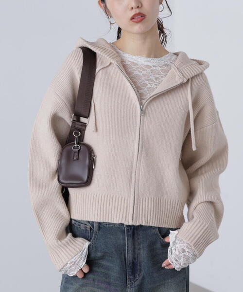 FREE'S MART(フリーズマート)の「◆ジップニットパーカー(ニット/セーター・レディース・グレー/ブラウン/ベージュ・FREE)」の19枚目の写真