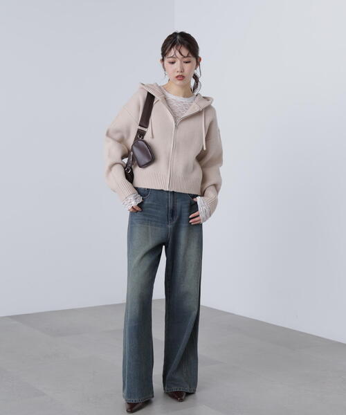 FREE'S MART(フリーズマート)の「◆ジップニットパーカー(ニット/セーター・レディース・グレー/ブラウン/ベージュ・FREE)」の21枚目の写真