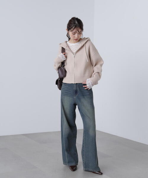 FREE'S MART(フリーズマート)の「◆ジップニットパーカー(ニット/セーター・レディース・グレー/ブラウン/ベージュ・FREE)」の22枚目の写真