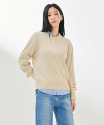 レディースバルーンスリーブラウンドセーター-DARG5261B05