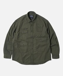 TWILL UTILITY POCKET SHIRT JACKET _ OLIVE