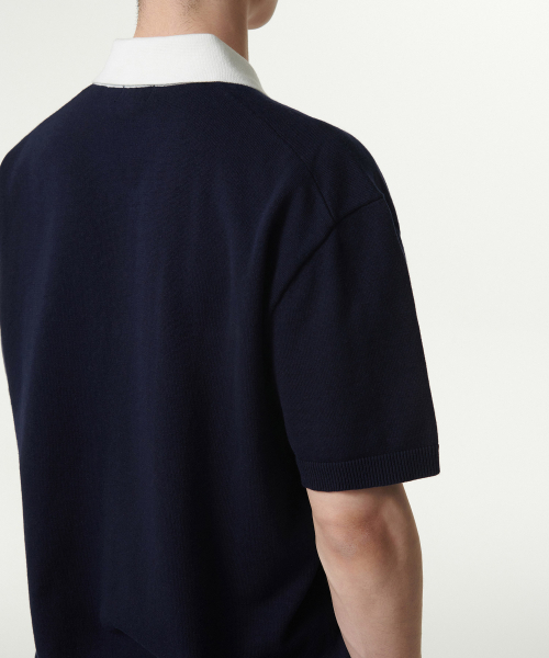 MUSINSA STANDARD（ムシンサスタンダード）の「コントラストカラー ニットポロシャツ [ネイビー]（ポロシャツ・メンズ・その他・MEDIUM/SMALL/X-LARGE/XX-LARGE/LARGE）」の5枚目の写真
