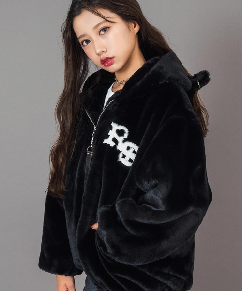 ANAP GiRL(アナップガール)の「ANAPR+S ネコ耳 フード ファー ブルゾン【ユニセックス】 【キッズお揃い】(ブルゾン・キッズ・ブラック/グレー・XS/S/M)」の8枚目の写真
