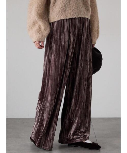 Lugnoncure（ルノンキュール）の「クラッシュベロアイージーパンツ（その他パンツ・レディース・ブラック/モカ/キナリ・F）」の3枚目の写真