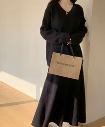 ダメージ加工ニットプルオーバーセットアップ