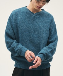 Adoon plain（アドーンプレーン）の「SHALLOW V-NECK WOOL BLEND MELANG KNIT / 浅Vネックウールブレンドメランジニット（ニット/セーター）」