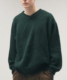 Adoon plain（アドーンプレーン）の「SHALLOW V-NECK WOOL BLEND MELANG KNIT / 浅Vネックウールブレンドメランジニット（ニット/セーター）」