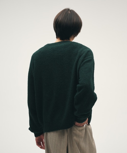 セール】SHALLOW V-NECK WOOL BLEND MELANG KNIT / 浅Vネックウール