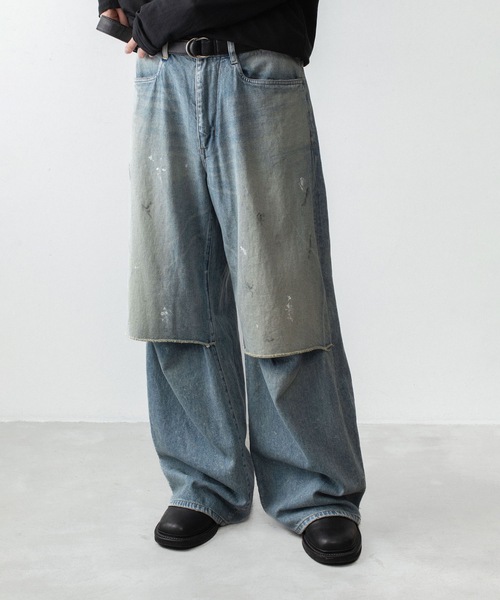 VEIN (ヴェイン)の「11OZ デニム カットオフ バギージーンズ/ 11OZ DENIM CUT OFF BAGGY JEANS(デニムパンツ・メンズ・ライトインディゴブルー/ブラック・3/1/2)」の4枚目の写真