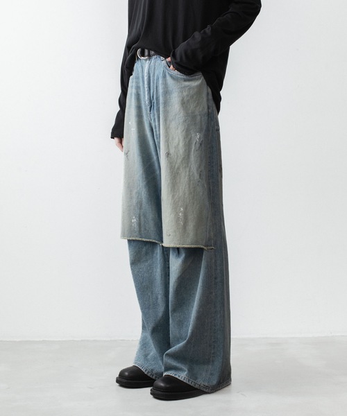 VEIN (ヴェイン)の「11OZ デニム カットオフ バギージーンズ/ 11OZ DENIM CUT OFF BAGGY JEANS(デニムパンツ・メンズ・ライトインディゴブルー/ブラック・3/1/2)」の6枚目の写真