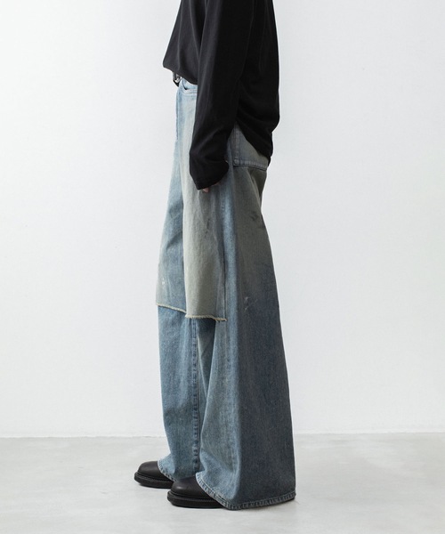 VEIN (ヴェイン)の「11OZ デニム カットオフ バギージーンズ/ 11OZ DENIM CUT OFF BAGGY JEANS(デニムパンツ・メンズ・ライトインディゴブルー/ブラック・3/1/2)」の7枚目の写真