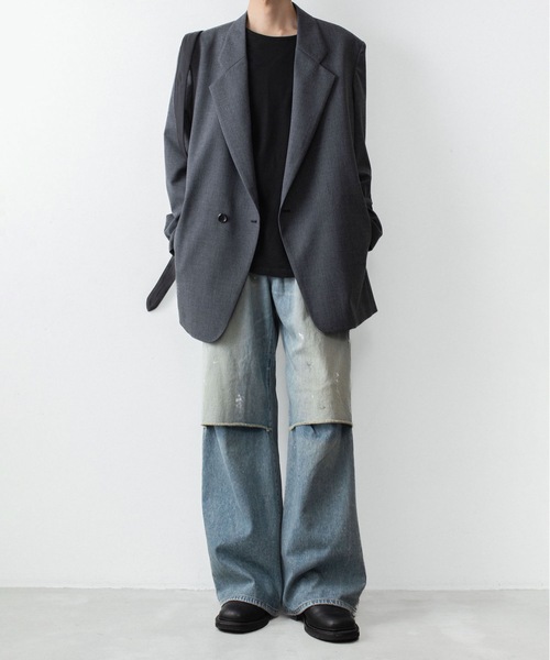 VEIN (ヴェイン)の「11OZ デニム カットオフ バギージーンズ/ 11OZ DENIM CUT OFF BAGGY JEANS(デニムパンツ・メンズ・ライトインディゴブルー/ブラック・3/1/2)」の13枚目の写真