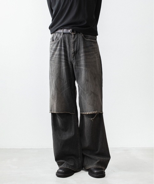 VEIN (ヴェイン)の「11OZ デニム カットオフ バギージーンズ/ 11OZ DENIM CUT OFF BAGGY JEANS(デニムパンツ・メンズ・ライトインディゴブルー/ブラック・3/1/2)」の16枚目の写真